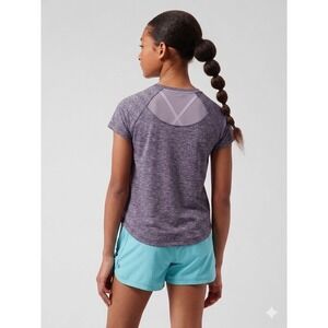 Athleta Girl Comeback‎ Tee Purple Heather Mesh Back Short Sleeve Shirt M 8-10